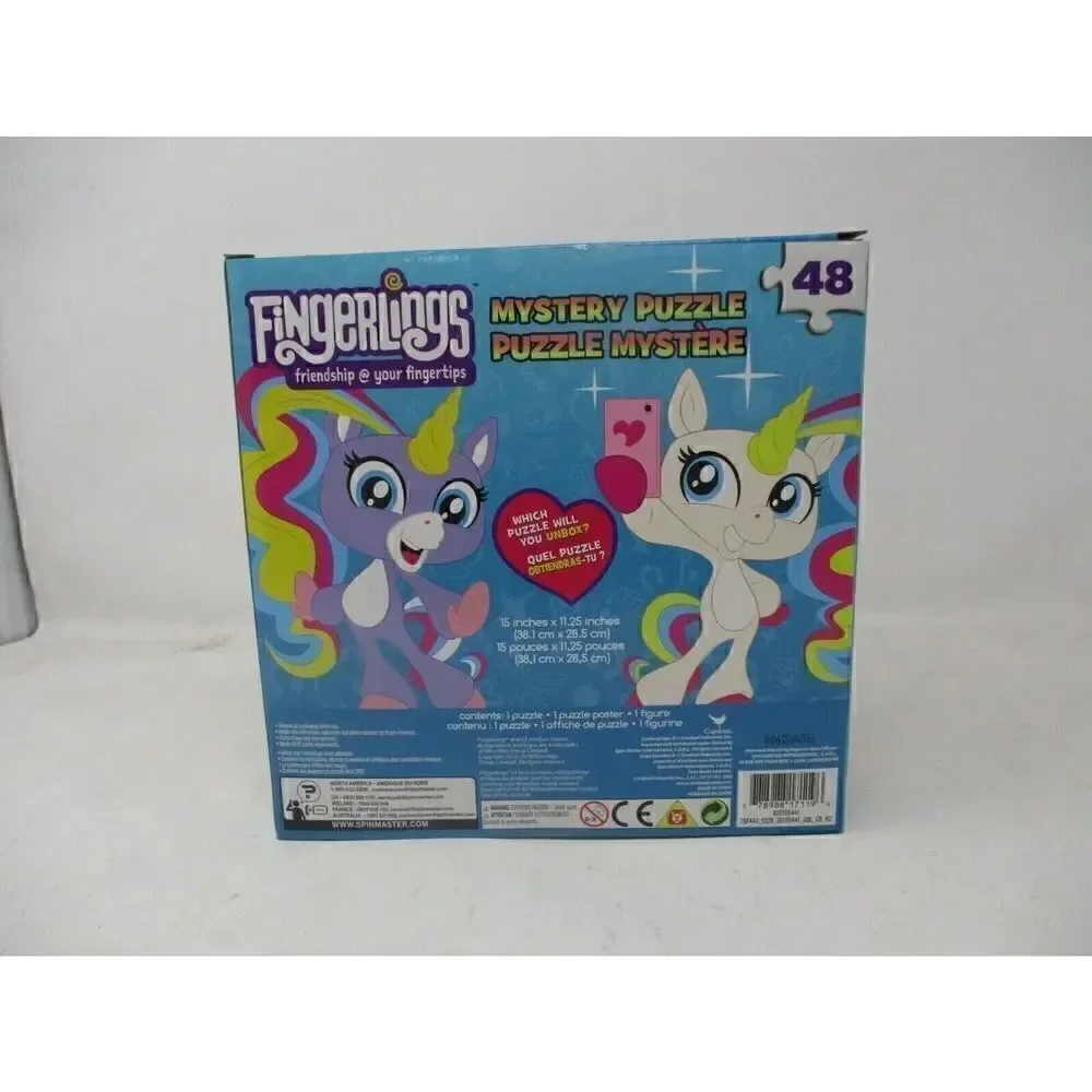 FINGERLINGS Puzzle Bundle - MYSTERY 48 Pc w/mini-White Unicorn + 48 pc Puzzle